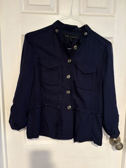 White House Black Market Dark Blue Utility Jacket