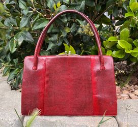 Rare Vintage Exclusive Waldybag raspberry red lizard skin handbag (Pick Up Only Highland Park 90042)