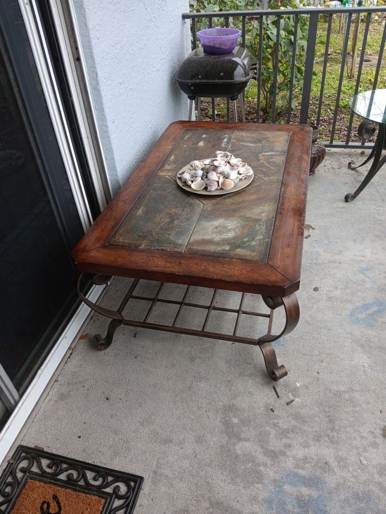 Beautiful Wood And Iron Coffee Table