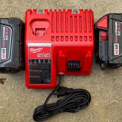 2 Used Milwaukee 18 V 3 Amp Batteries And Charger 