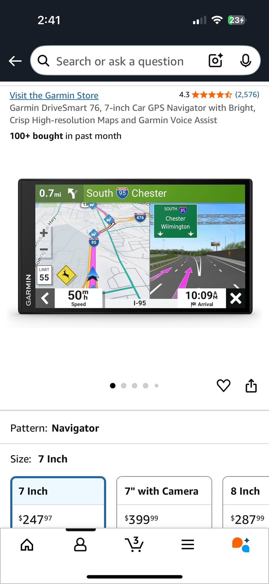Garmin DriveSmart 76, 7-inch Car GPS Navigator with Bright, Crisp High-resolution Maps and Garmin Voice Assist