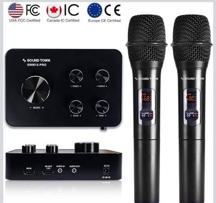 Sound Town Wireless Microphone Karaoke Mixer System with HD Audio Return Channel, Optical, AUX, Bluetooth - Supports Smart TV, Media Box, Sound Bar (S
