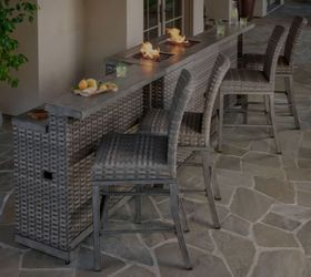 Sunvilla 8 piece modular outdoor patio bar set with 2 fire towers