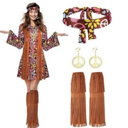 Hippie 70s Women Halloween Set Plus Size 20-22