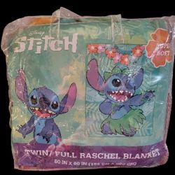 Disney Stitch Twin/Full Raschel Blanket 60x80in - Here For The Music 