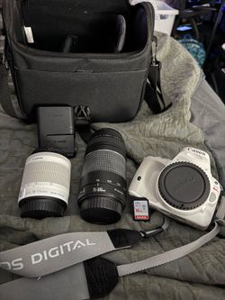 Canon EOS Rebel SL1 18.0MP Digital SLR Camera - White with 2 Lens