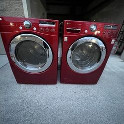 Red LG Washer and Dryer Set