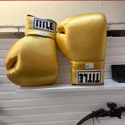 Giant gold boxing gloves