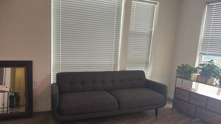 Dark Gray Tufted Mid-Century Modern Sofa