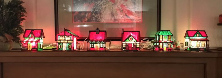 Vintage 1995 Franklin Mint COCA-COLA Lighted Stained Glass Houses - $75 Each
