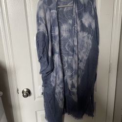 Blue tie dye kimono cardigan