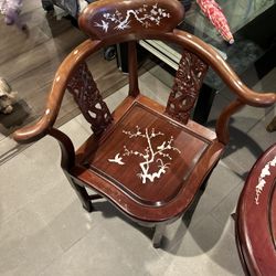 Antique Asian 2chairs And A Table 