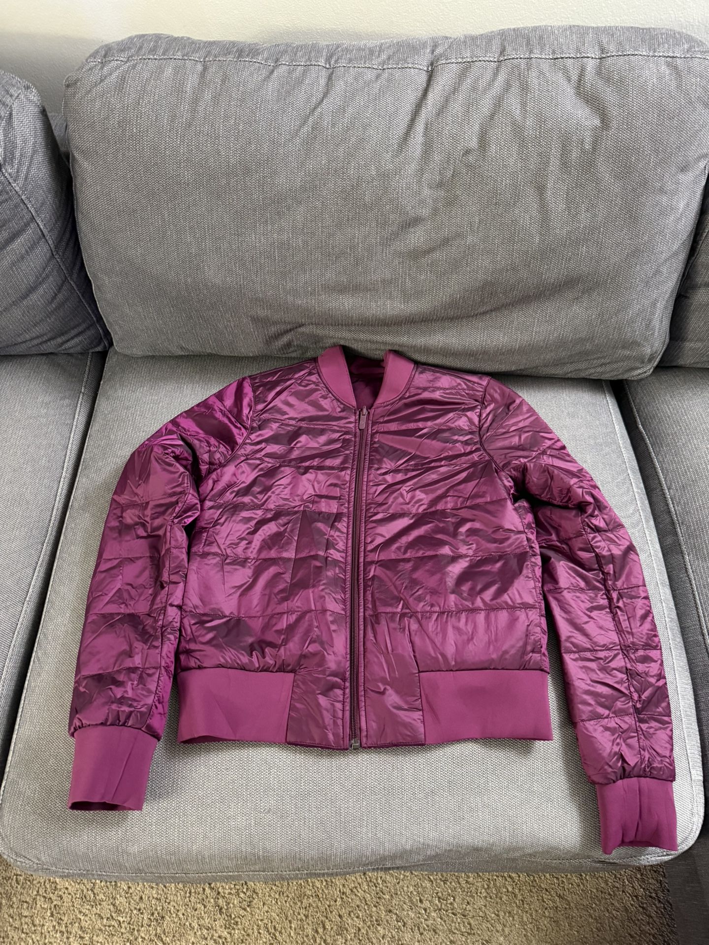 LULULEMON Womens Non-Stop Reversible Bomber Jacket Size 6 Purple