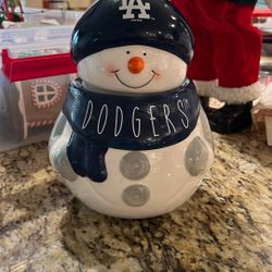 Dodgers Snowman Cookie Jar