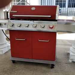 Gas Grill, 6-Burner Propane Gas Grill with Sear Burner & Side Burner,Cabinet Style Outdoor BBQ Grill