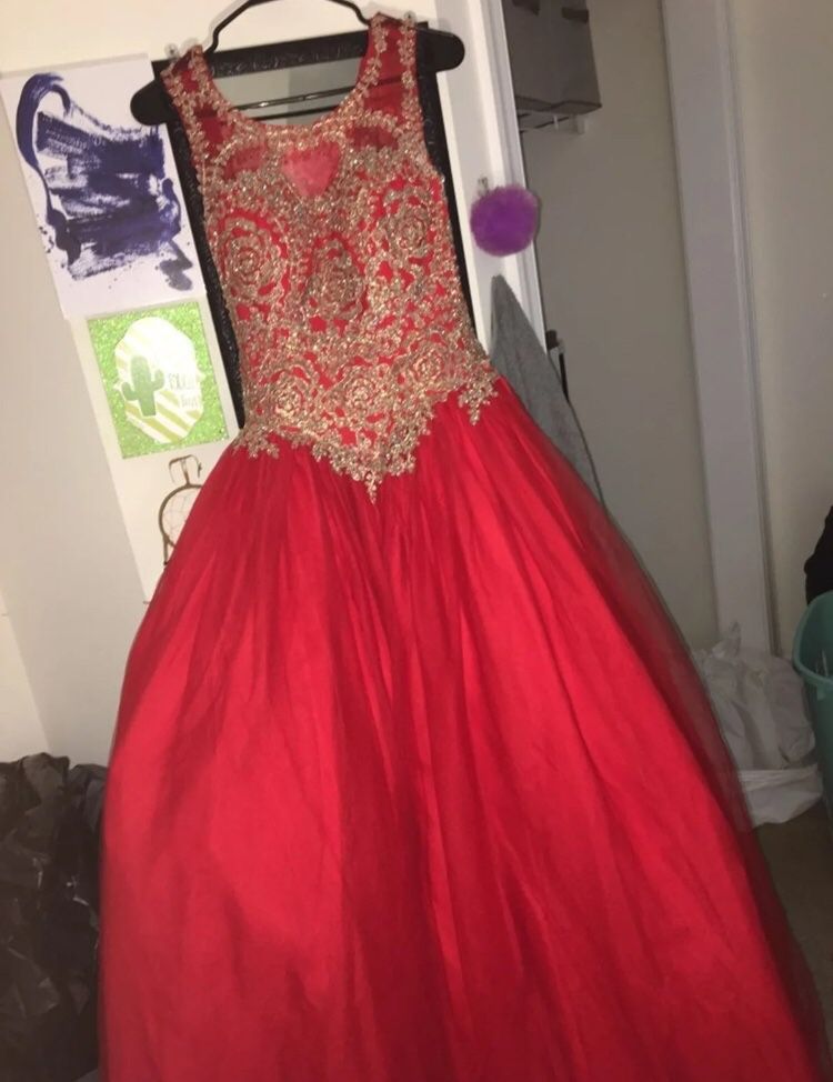 Red and Gold ball gown