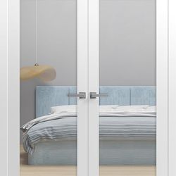 Lynden 60”x96” Interior Double French Doors Full Lite Clear Glass Both Active Primed