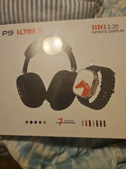 P9 Ultra 2 Smartwatch and Headphones Combo