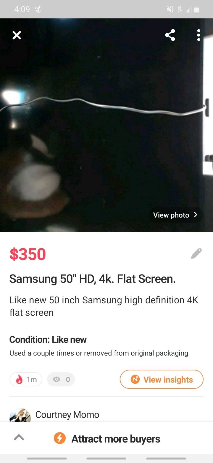 Samsung 50" flat screen (HD 4k)