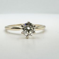 Ladies 1/2ct Round Diamond Solitaire 14k Yellow Gold Engagement Ring Size 7.5 11046912