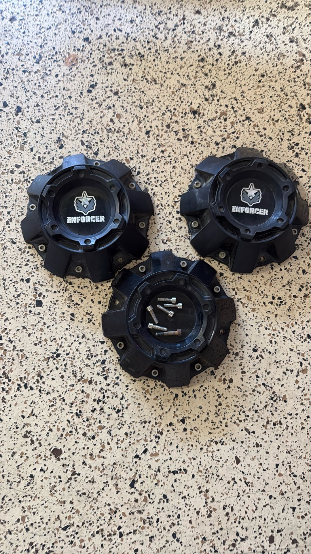 3 Hubcaps 8 Slots Buy Fuel (enforcer)