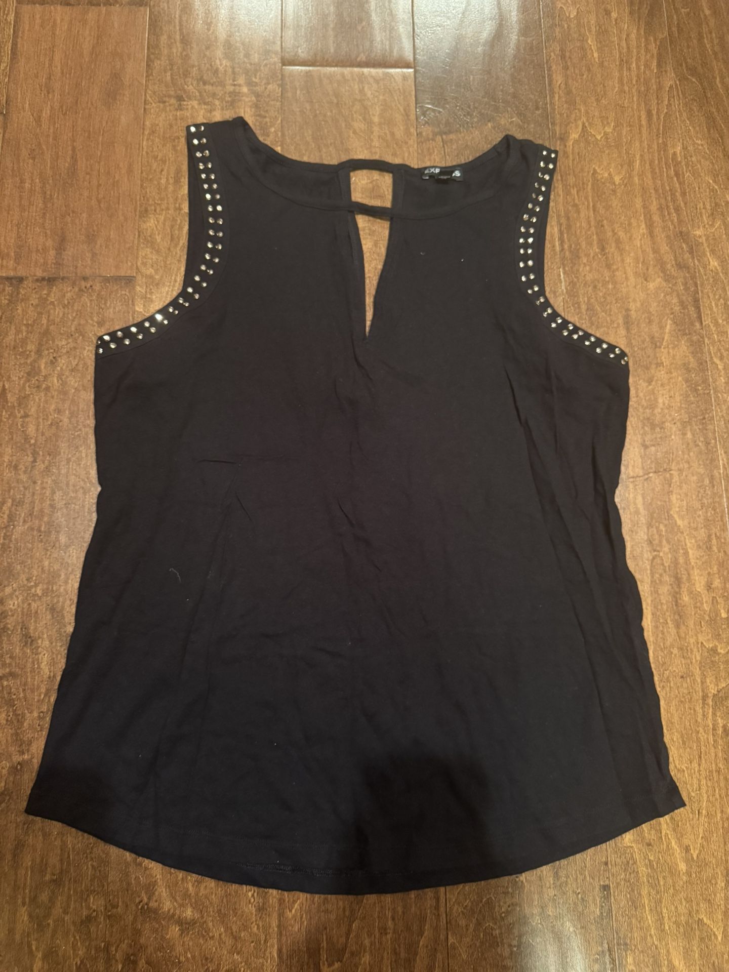 Woman’s express Tank Top With Bling Sleeves Shipping Available