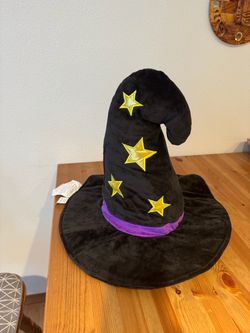 Halloween Witch Hat Plush Throw Pillow