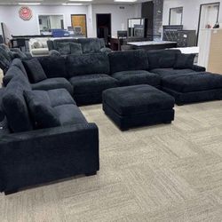 New XL Sectional Sofa With Ottoman And Free Delivery Pay On Arrival 