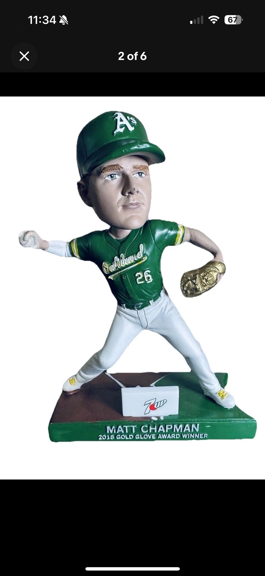 Matt Chapman 2018 Gold Glove Award Winner Bobble Head collectors edition