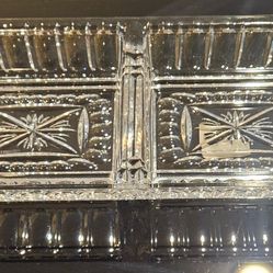 Waterford Grafton Street O'Connell 2-Part Serving Tray 14 1/4" Crystal Signed