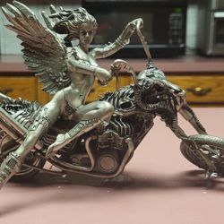 Pewter Woman On Motorcycle 