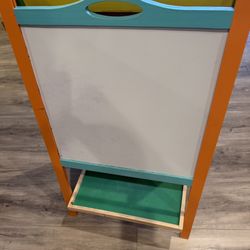 Kids Magnetic Dry Erase/ Chalk Board Easel  