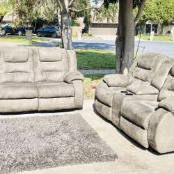Recliners Set Grey Charcoal 