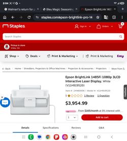 Epson BrightLink 1485Fi 1080p 3LCD Interactive Laser Display