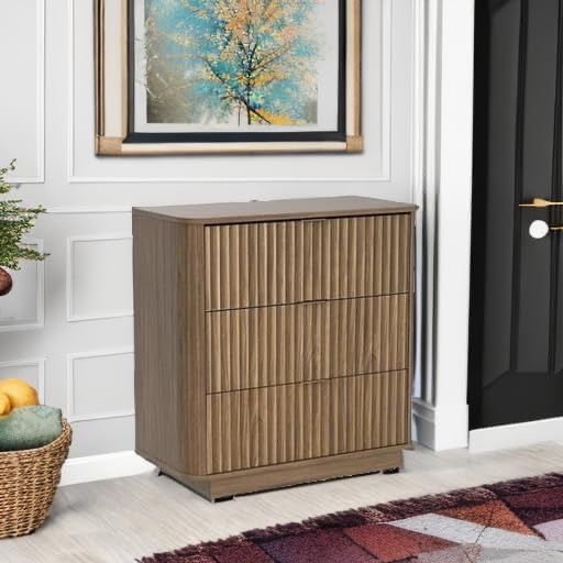 mopio brooklyn mid century modern dresser Mopio Brooklyn Mid-Century Modern Dresser or Credenza with Waveform Fluted Panel, 3 Drawers, Anti-Tipping Kit, Black Oak Finish