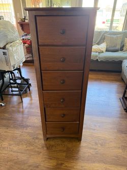 Tall Narrow 6-Drawer Wood Dresser