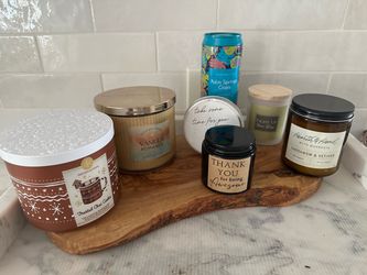 Grouping of 7 scented candles