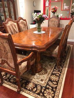 Formal Wood Dining Table with 6 Chairs