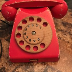 Vintage Swedish Brio Wooden Toy phone