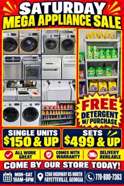 Saturday Mega Appliance Sale 
Prices vary from $150-$750
All Work Great 
Warranty/ Delivery Availabe