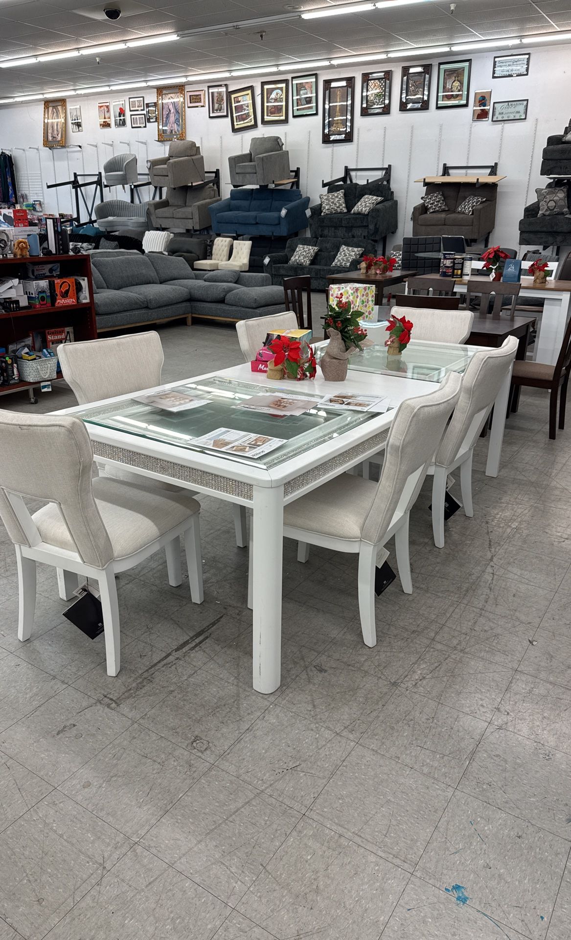 Ashley 7-pc Dining Set , Table And 6 Chairs , Glass Top 