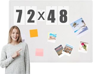 Extra Large Felt Bulletin Board, 72”x48” Foldable Pin Board, White. New