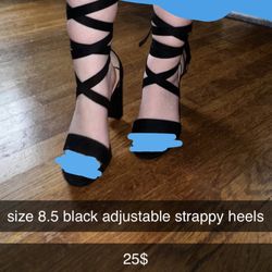 size 8.5 black adjustable strappy heels 