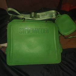 Steve Madden Lime Green Crossbody Bag with Branded Strap & Matching Coin Purse