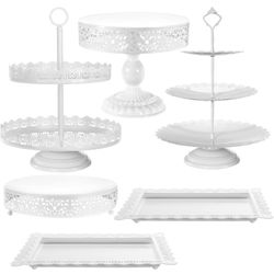 White Cake Stand 6 Pcs, Antique-inspired Dessert table Display Set Tiered Cupcake Holder Candy #whit