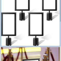 Taiyin 4 Pcs Stanchion Sign Holder Double Sided Sign Frame with Cover Stanchion Top Frames for 8.58 x 12.52 Inches Paper Size for Crowd Control Sentry