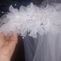 Wedding veil with headpiece.