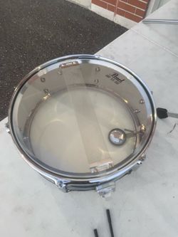 Pearl SS snare drum and stand with sticks. Location below  31705 Wesley Chapel blvd Fl 33543 Storage Mart     I
