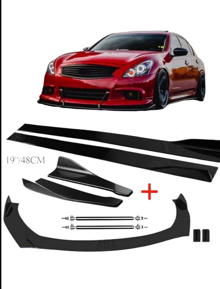 Front Rear Bumper Lip Spoiler Splitter Side Skirt For Infiniti G37 Coupe Sedan