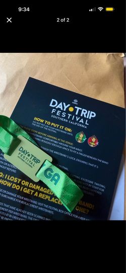 2 Day GA  DAY TRIP WRISTBAND